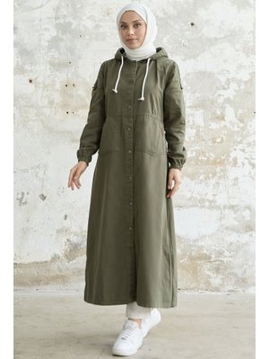 Haki Kolu Çakımlı Cepli Gabardin Kap Haki Kolu Çakımlı Cepli Gabardin Kap