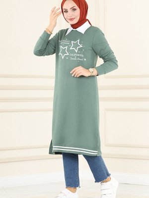 Mint Yıldız Baskılı Spor Tunik Mint Yıldız Baskılı Spor Tunik