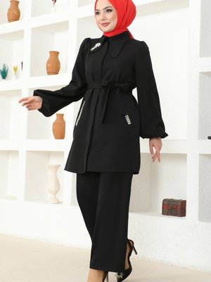 Siyah Taş İşlemeli Dabıl Takım