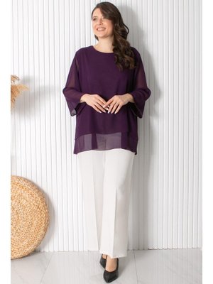 Mor Şifon Tunik