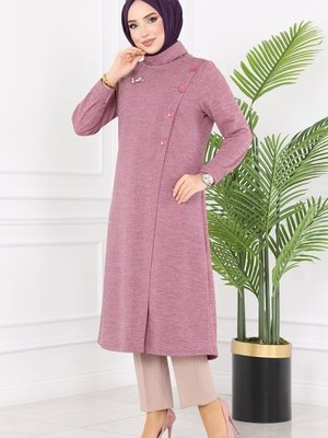 Gül Kurusu Düğme Detaylı Selanik Tunik Gül Kurusu Düğme Detaylı Selanik Tunik