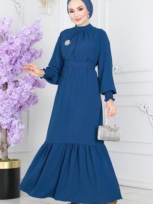 İndigo Eteği Fırfırlı Aerobin Elbise