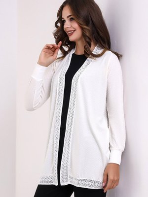 Ekru Italyan Reglan Kol/yaka Dantel Detay Penye Esnek Uzun Hırka & Kaftan & Hicab & Tesettür Hırka Ekru Italyan Reglan Kol/yaka Dantel Detay Penye Esnek Uzun Hırka & Kaftan & Hicab & Tesettür Hırka