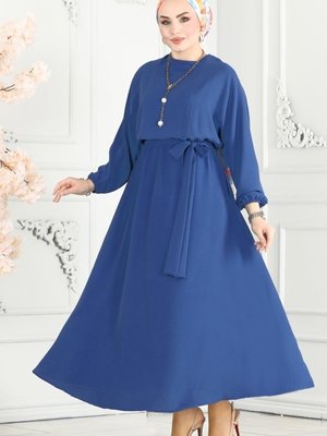 İndigo Beli Lastikli Aerobin Elbise