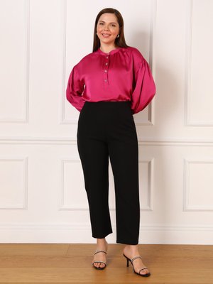 Siyah Beli Lastikli Büyük Beden Kumaş Pantolon