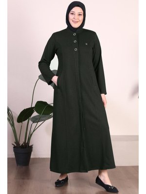 Haki Kadin Büyük Beden Düğmeli Pardesü Haki Kadin Büyük Beden Düğmeli Pardesü