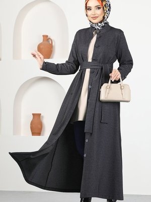 Antrasit Kemerli Kışlık Ferace Antrasit Kemerli Kışlık Ferace