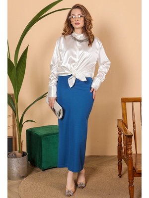 İndigo Lavin Kalem Etek