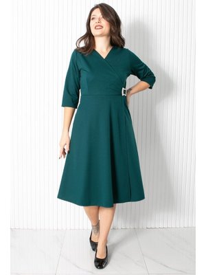 Broş Detaylı Abiye Elbise Zümrüt