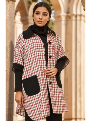 Bordo Bebe Yaka Ekose Desenli Panço