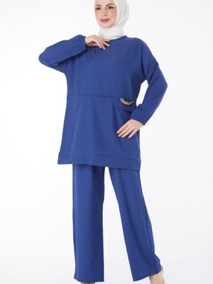 Indıgo Zincir Detaylı Tunik Pantolon İkili Takım