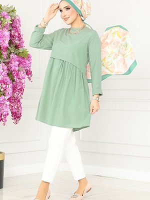 Mint Pat Detaylı Terikoton Tunik Mint Pat Detaylı Terikoton Tunik