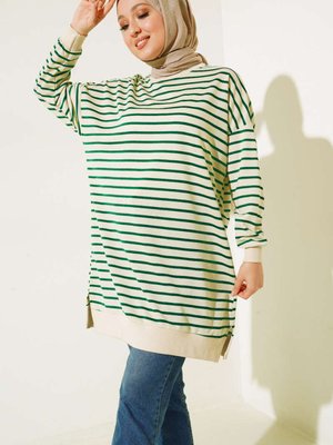 Bisiklet Yaka Çizgili Tunik