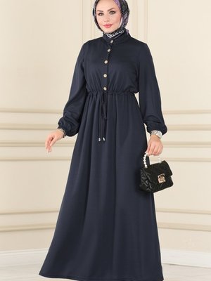 Antrasit Yarım Düğmeli Mira Elbise Antrasit Yarım Düğmeli Mira Elbise