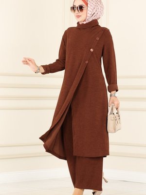 Kahve Düğme Detaylı Kışlık Takım Kahve Düğme Detaylı Kışlık Takım