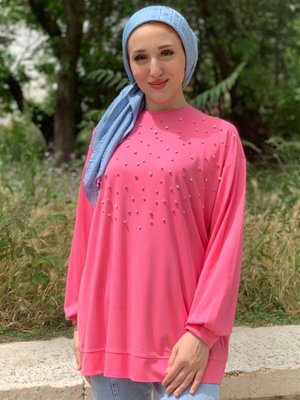 Pembe Taş Çakımlı Modal Sweat Pembe Taş Çakımlı Modal Sweat