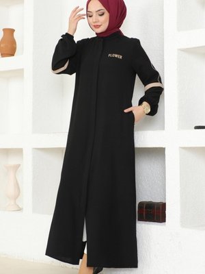 Siyah Yazı Baskılı Mevsimik Ferace Siyah Yazı Baskılı Mevsimik Ferace