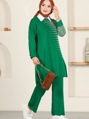 Benetton Yeşili Sim Geçişli Triko Takım Benetton Yeşili Sim Geçişli Triko Takım