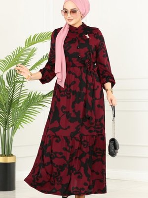 Bordo Kemerli Helen Elbise Bordo Kemerli Helen Elbise