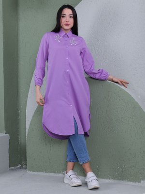 Lila Taşlı Tunik