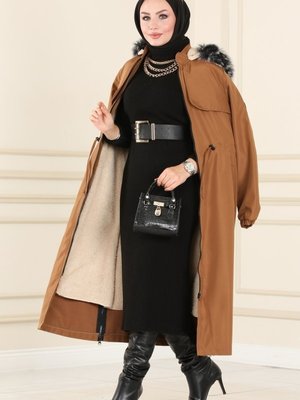 Taba İçi Kürklü Bondit Trençkot Taba İçi Kürklü Bondit Trençkot