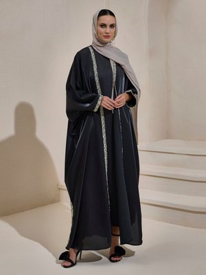 Siyah Loren Abaya Set