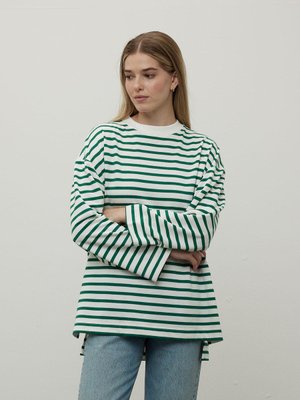 Çizgili Sweatshırt Zümrüt