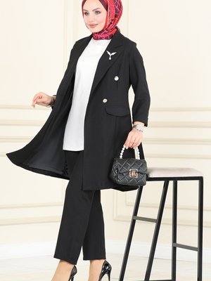 Siyah Blazer Ceketli Takım