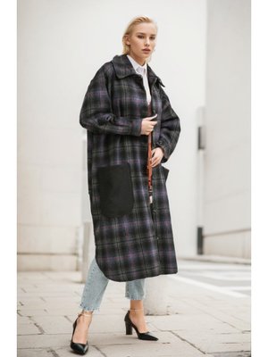 Siyah 4005a Ekose Desenli Düğmeli Kaban Siyah 4005a Ekose Desenli Düğmeli Kaban