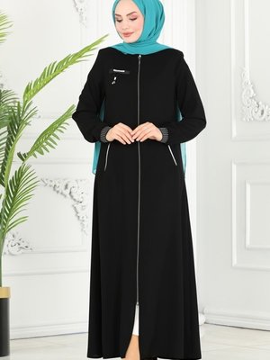 Siyah Omuzu Vatkalı Mevsimlik Ferace