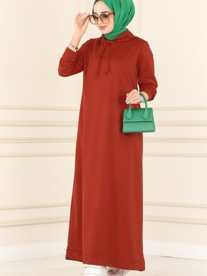 Kiremit Kapüşonlu Spor Elbise