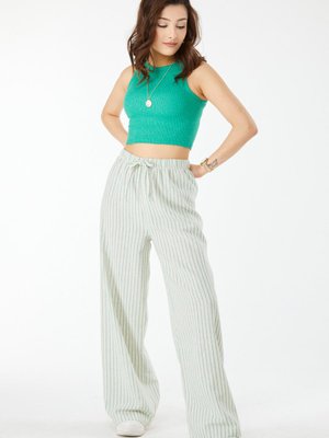 Yesıl Çizgili Bol Pantolon