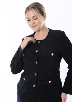 Büyük Beden Siyah Tek Ceket