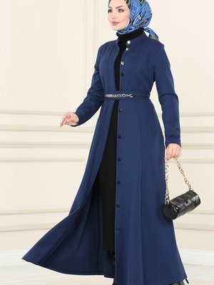 Lacivert Zincir Detaylı Tivit Ferace