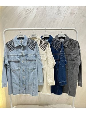 Tasarım Zincirli Kot Ceket