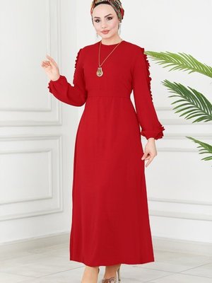 Kırmızı Kolları Fırfırlı Aerobin Elbise Kırmızı Kolları Fırfırlı Aerobin Elbise