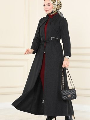 Siyah Bolerolu Kışlık Ferace Siyah Bolerolu Kışlık Ferace