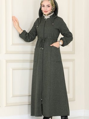 Haki Beli Tünelli Kışlık Ferace Haki Beli Tünelli Kışlık Ferace