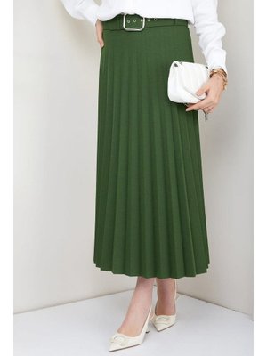 Yeşil Kemerli Piliseli Etek