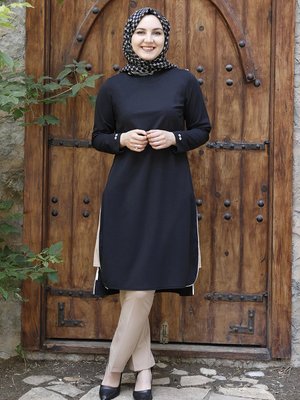 Fermuar Detaylı Uzun Tunik