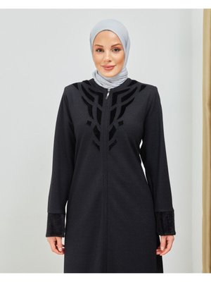 Kol Ve Göğüs Fok Kumaş Detaylı Pardesü