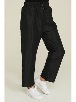 Siyah Cepli Bol Paça Pantolon