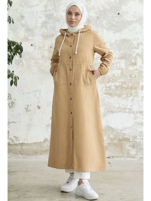 Camel Kolu Çakımlı Cepli Gabardin Kap Camel Kolu Çakımlı Cepli Gabardin Kap