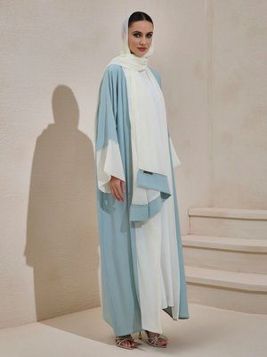 Mint Yeşili Pearl Sahra Abaya Set