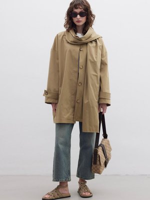 Stokholm Şal Detaylı Oversıze Trençkot Yeşil Stokholm Şal Detaylı Oversıze Trençkot Yeşil