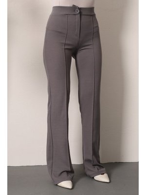 Gri Çimalı İspanyol Paça Pantolon
