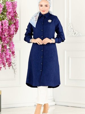 Lacivert Düğmeli Basic Tunik Lacivert Düğmeli Basic Tunik