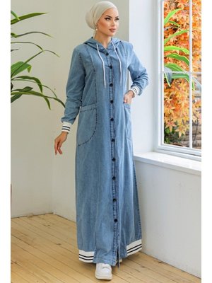 Mavi Ribanalı Kot Kap