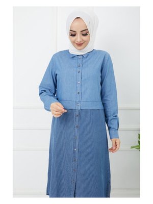 Baskı Detaylı Tunik Açık Mavi