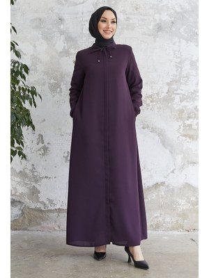 Mürdüm Yakası Bağcıklı Gizli Patlı Ferace